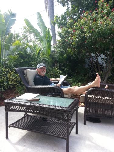 Bob relaxes at home.